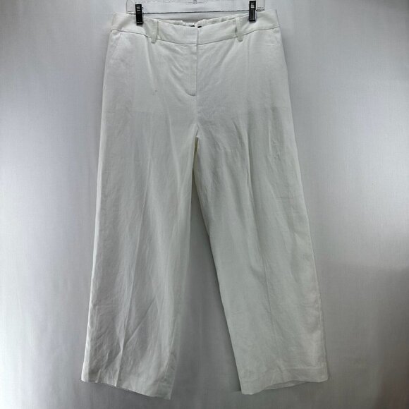 Talbots Pants - Talbots Dress Pants Women's 10 Linen Cropped Wide Leg Classic Lined Casual White